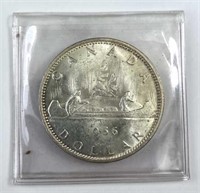 1966 Canada Canoe Silver Dollar, Luster