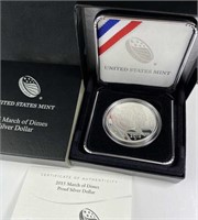 2015 March of Dimes Proof Silver Dollar in OGP