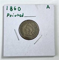 1860 Pointed Bust Indian Cent U.S. 1c