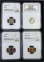 (4) NGC Graded U.S. Coins Incl. Silver Dime
