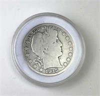 1915-S Barber Silver Half Dollar, 50c U.S. Coin