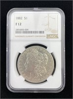 1882 Morgan $1, NGC F-12, Silver Dollar