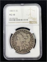 1883-S Morgan $1, NGC VG-10, Silver Dollar