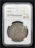 1900-O Morgan $1, NGC XF-45, Silver Dollar