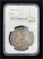 1901-S Morgan $1, NGC G-6, Silver Dollar