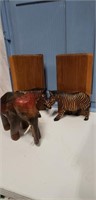 Wood elephant and bookends