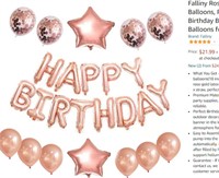 Falliny Rose Gold Happy Birthday Balloons,