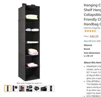 Hanging Closet Organizer, Magicfly 6-Shelf