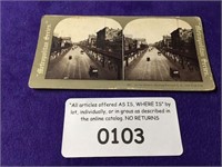 THE BOWERY, N Y CITY STEREOSC0PE CARD