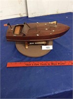 1934 Garwood wooden boat on stand