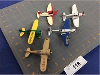 5 assorted miniature airplanes