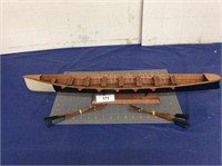 Wooden Rowing Boat Model on stand