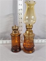 Amber colored oil lamp