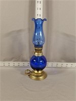 Blue glass oil lamp