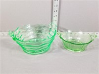 Green depression glass bowls