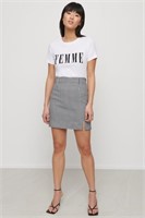 DYNAMITE Gingham Front Slit Mini Skirt- L