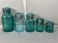 Blue Ball Jars with hinged lids