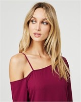 LE CHATEAU CREPE DE CHINE ONE SHOULDER BLOUSE-XXS