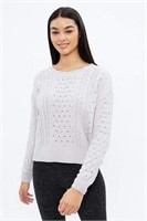 AERO Matte Chenille Jacquard Cable Sweater- XS