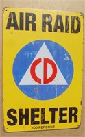 CD Air Raid Shelter Tin Sign 8" X 12"