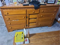 Wooden Dresser-68" x 34" x 18"-Missing Door