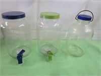2 Beverage Dispenser Jugs & Glass Jar with Handle