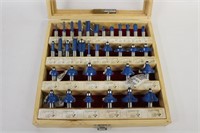 36 Pc Router Bit Set in Wooden Case-Like New