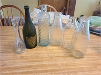 6 pc lot-3 vintage glass millk bottles