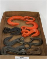8 Various Sized Chain Hooks - 3/8" & Larger