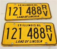 1981 Illinois Set of License Plates for RV