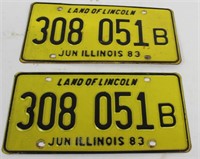 1983 Set of Illinois License Plates