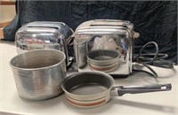 Vintage Toasters and pans.