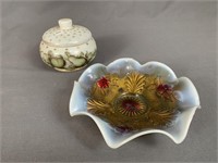 Carnival Bowl & Handpainted Covered Bowl