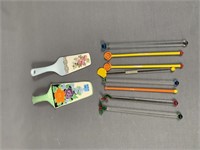 Lot - 2 Pie Lifters and Glass Swizzle Sticks