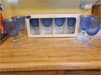 Set 8 Furio Blue Crackle Wine Glasses