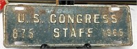 1965 US Congress staff license plate