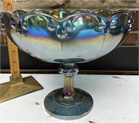 Glass iridescent compote