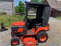 Kubota BX1500 4x4 tractor w/mower, plow & bagger