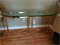 GLASS & BRASS SOFA/ENTRY WAY TABLE
