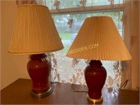 Two ceremic side table lamps