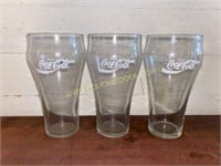 3 Coca Cola Glasses