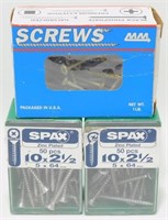 Metal Screws Lot: 2 Boxes "Spax" 10 x 2 1/2 & 1