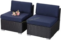 PHI Villa 2pc Blue Rattan Patio Sofa $299 Retail