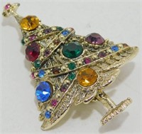Vintage Jeweled Christmas Tree Brooch