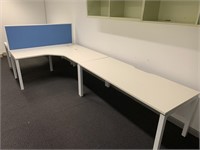 White Timber 2 Person Work Station with Partition