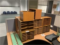 14 Office Filing Boxes & 2 Steel Sorting Units