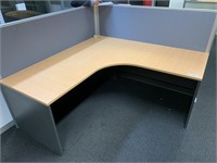 2 Timber L Shaped Office Desks with Partitions