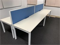 2 Double Sided Timber Work Stations with Partition