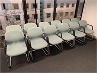 12 Light Green Fabric Visitors Arm Chairs