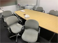 8 Grey Fabric Swivel Base Boardroom Arm Chairs